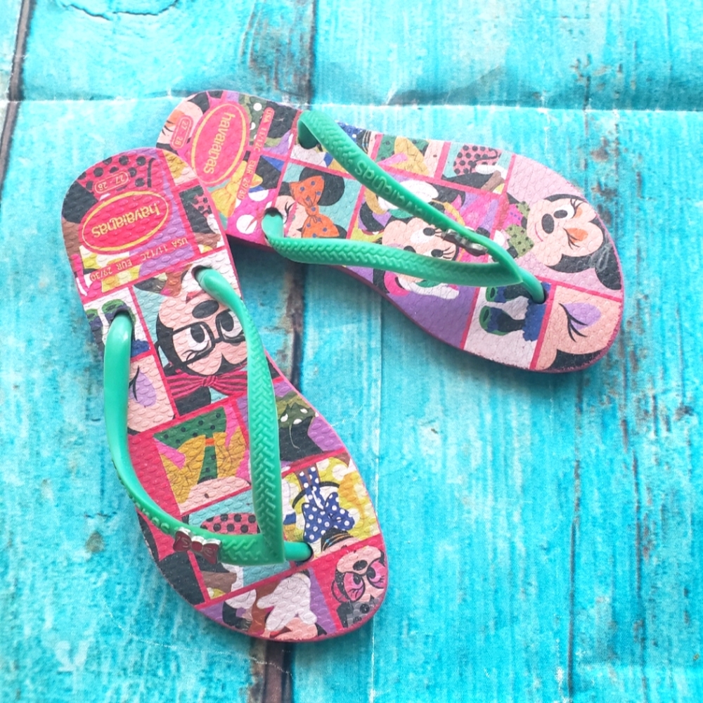 Havaianas pink Minnie Mouse little girls flip flop sandals size 11/12